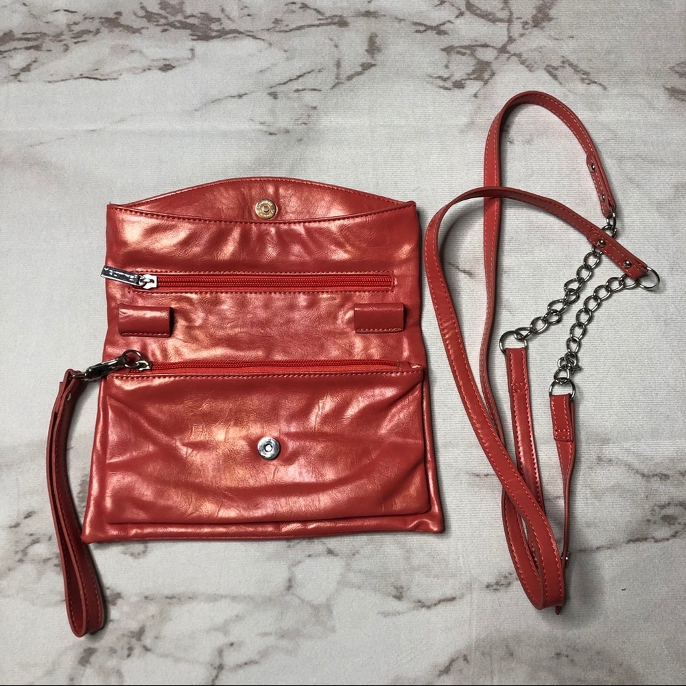 Orange Wristlet/Crossbody Chain Bag